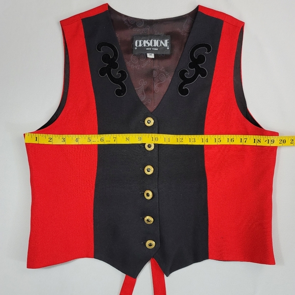 Vtg Criscione Button Front Red Black Vest Sz M - Picture 5 of 11